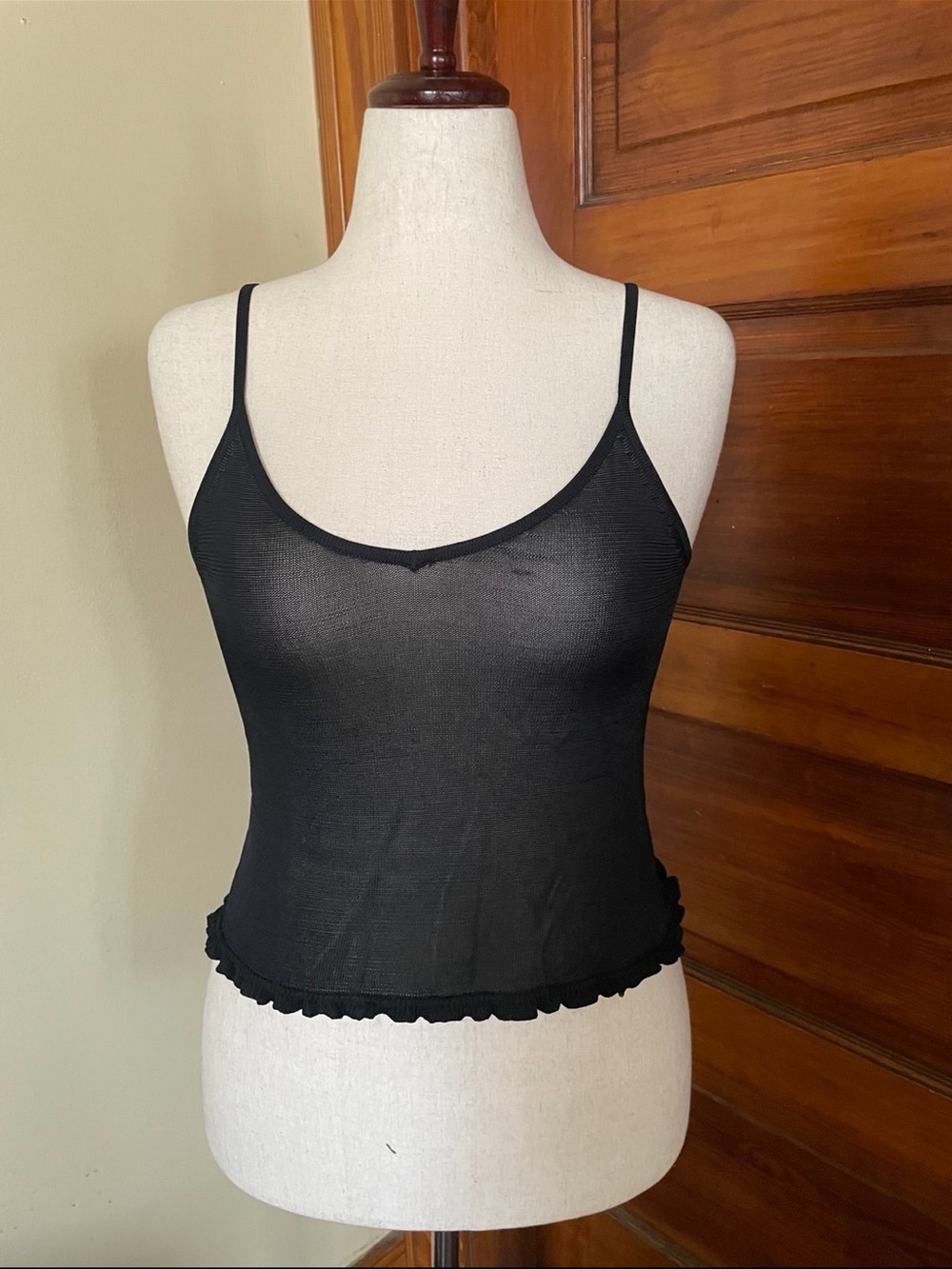 The Limited Black Ruffle-Hem Spaghetti Strap Camisole